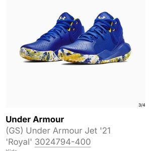 Under Armour Youth Jet 21 Royal Blue Yellow Basketball Sneakers Size 3.5Y